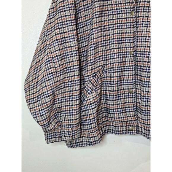Old Navy Houndstooth Bomber Jacket Short Lined Plus Womens Size 3X Brown - Picture 5 of 11